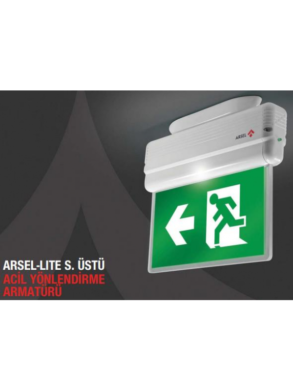 Arsel Arselite AE-1020-L Sıva Üstü Ledli Acil Çıkış Yönlendirme Armatürü Şebekeden Yanan LC 500 Lümen LED
