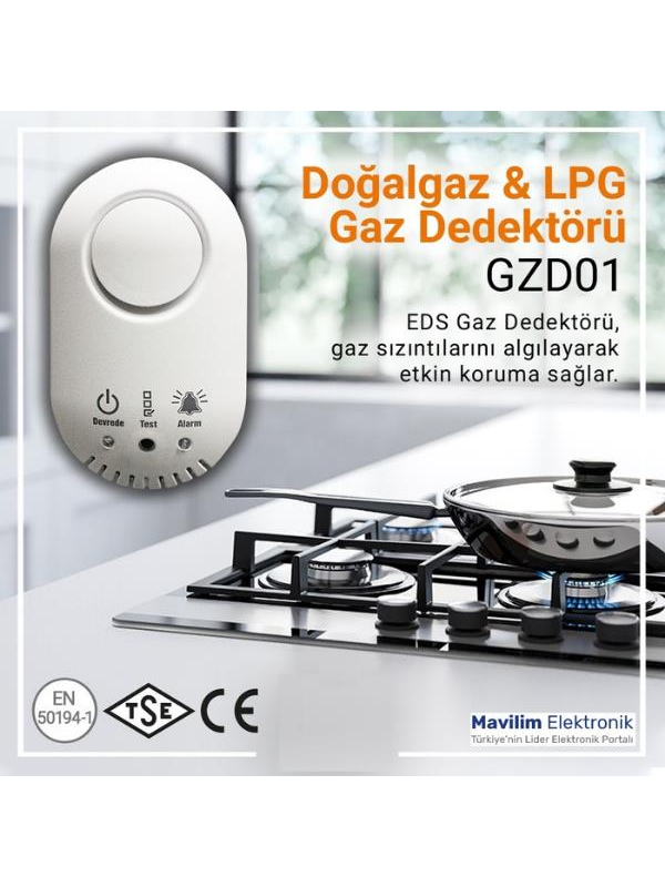 EDS GZD01 Dogalgaz ve LPG Gaz Dedektörü (12V) İgdaş ve Gazmer Onaylı